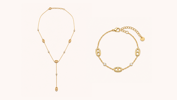 Parure collier Baya et bracelet Naya en acier inoxydable doré à maillons marine — OUAYS